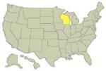 La mappa degli Usa evidenzia lo stato del Wisconsin